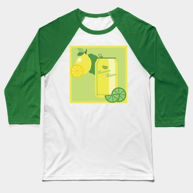 Lemon Lime Soda Baseball T-Shirt by Edofest